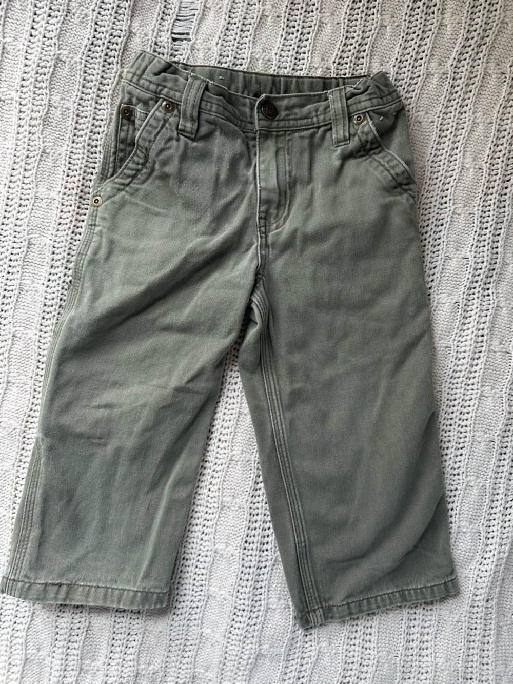 Kids Olive Green Casual Cargo Pants